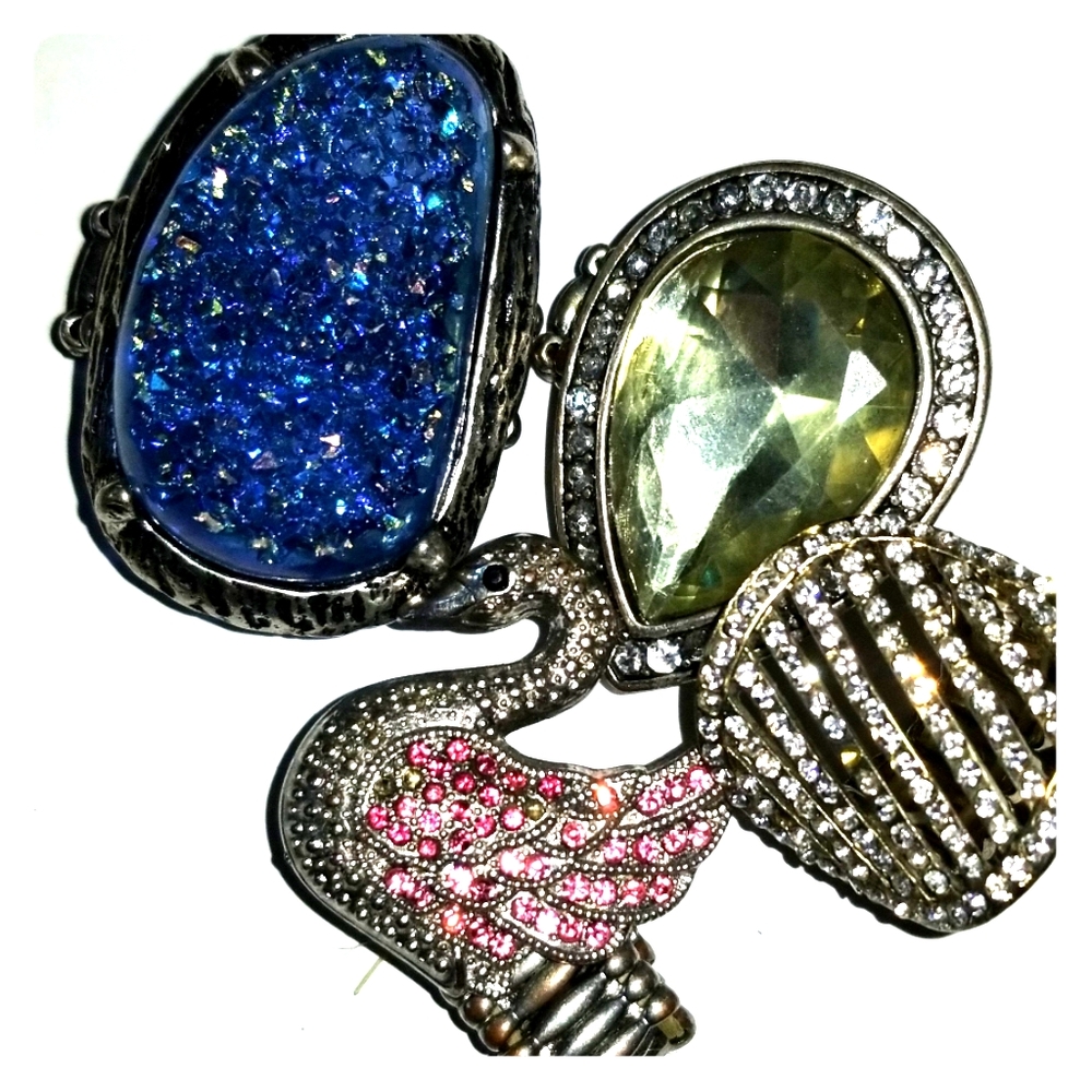 Stretch Rings Lot 4 Large Statement Bling Swan